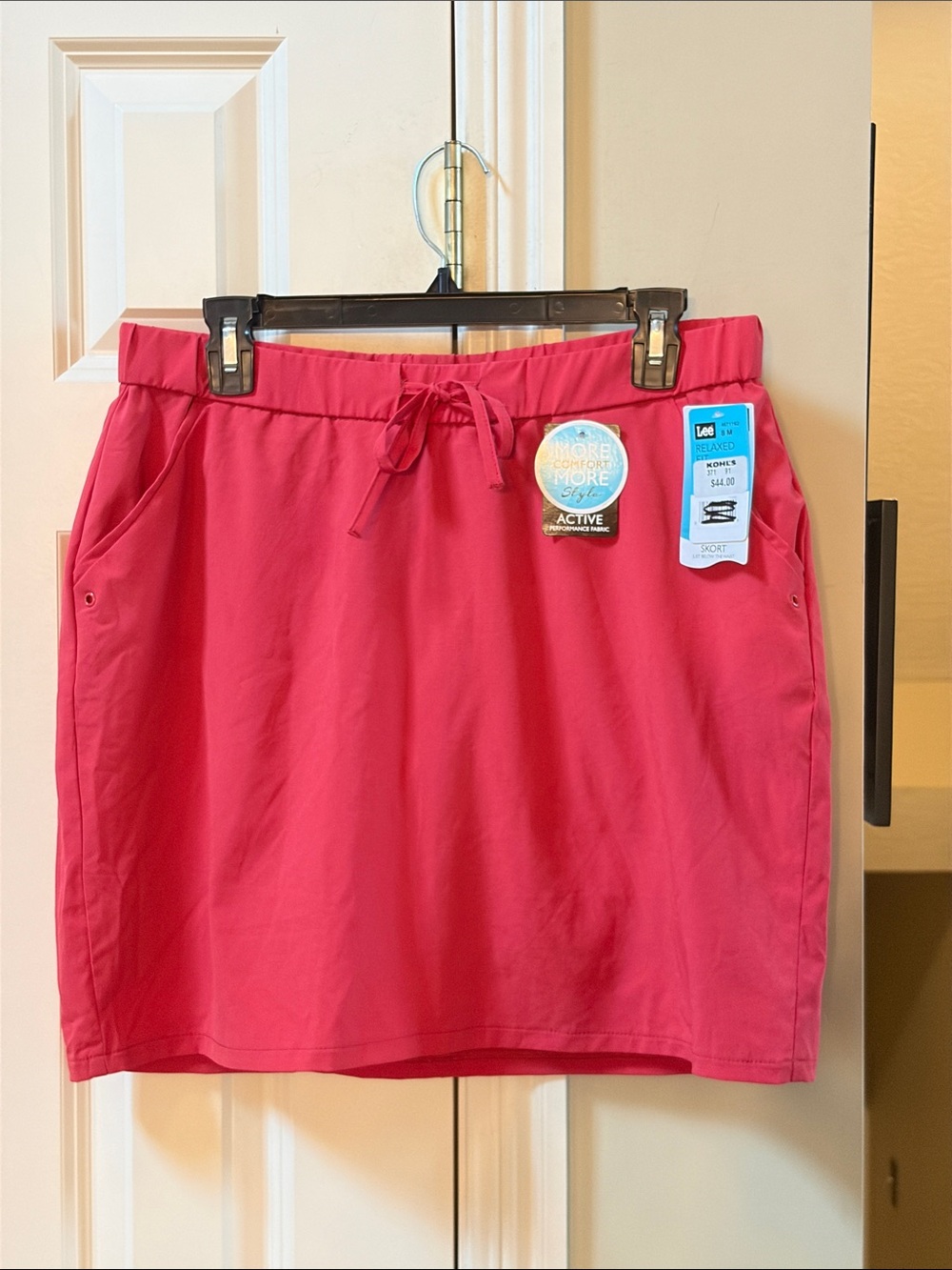 NWT Lee Women’s Red/Pink Active Drawstring Skort, 8 med